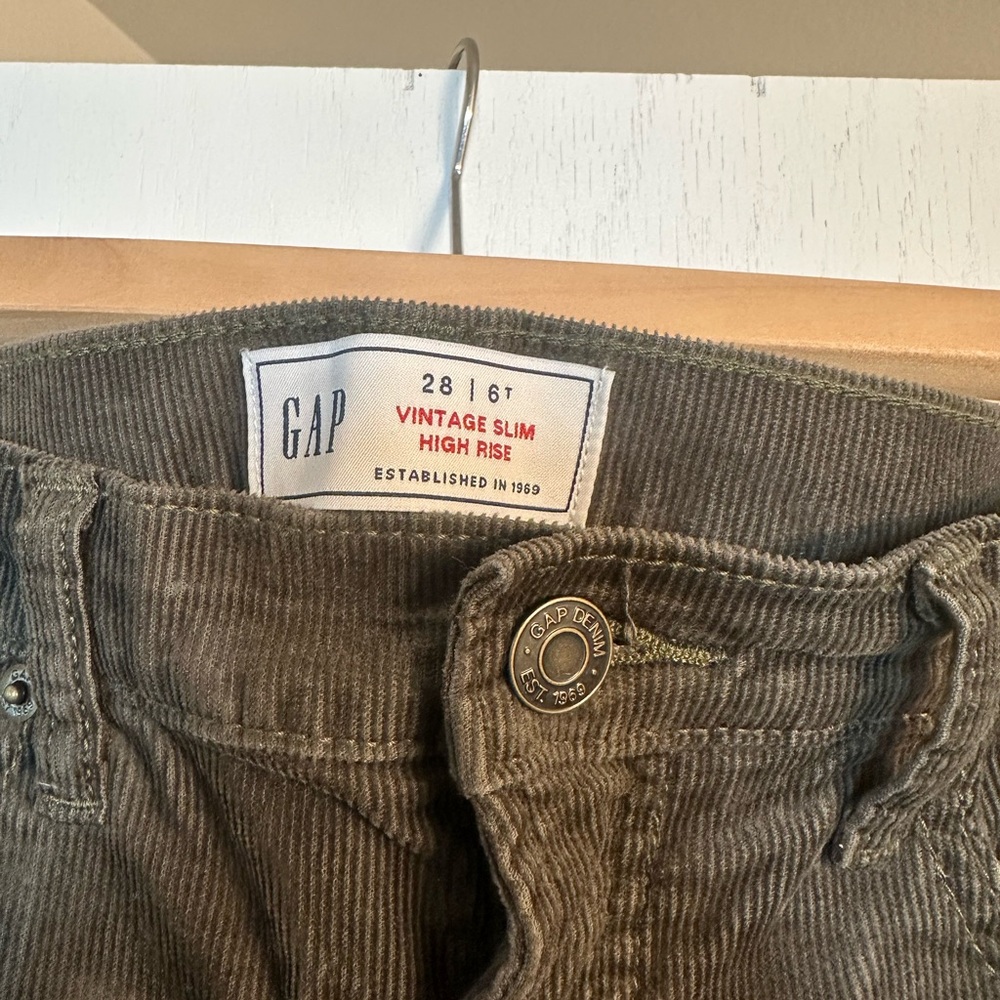 GAP Brown/Deep Olive Green Corduroy Pants in TALL - Picture 3 of 4